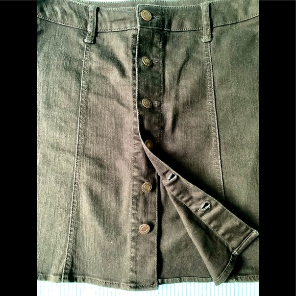 MOSSIMO Black Denim Mini Skirt Metal Buttons - Picture 2 of 4